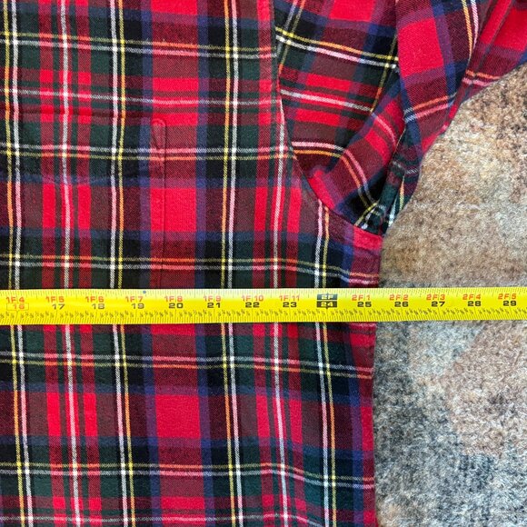 L.L. Bean #228061 Men's Classic Red Scotch Plaid Flannel Button-Front Shirt XL - Picture 7 of 9